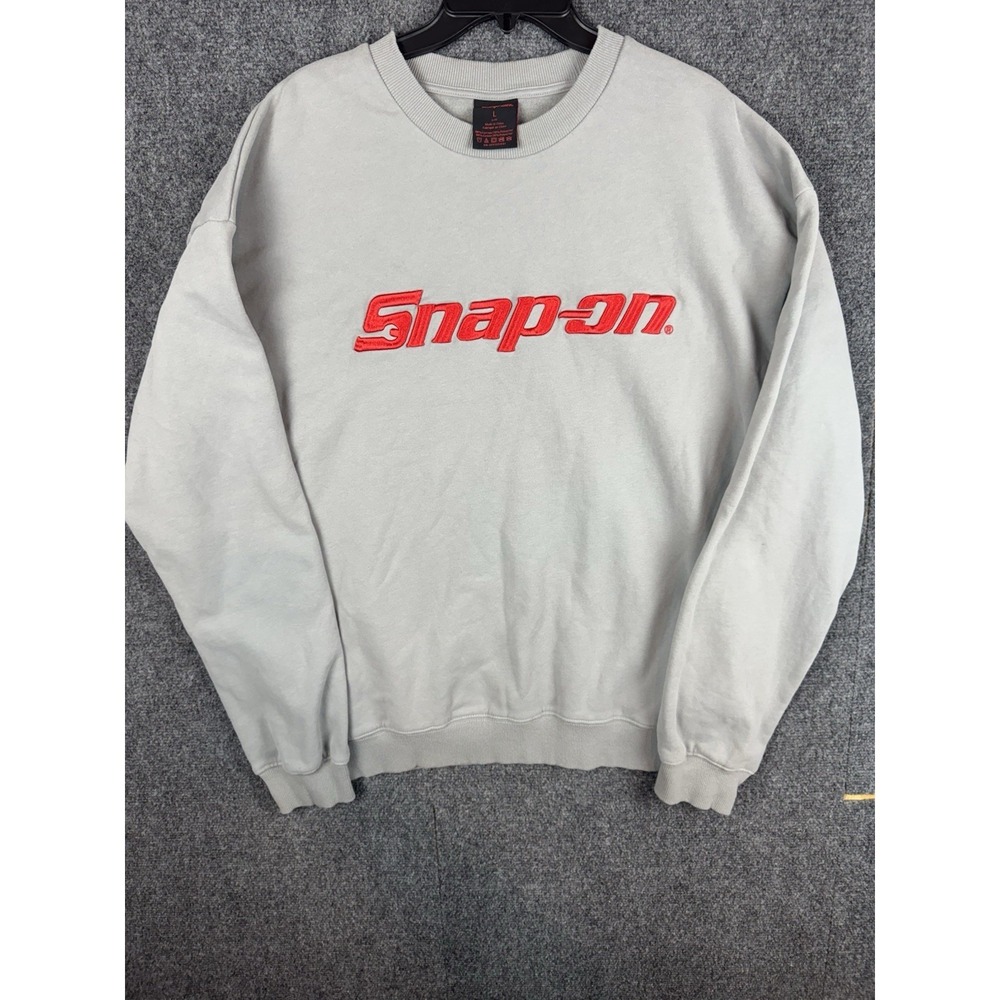 Snap-on Sweatshirt Mens L Gray Embroidered Spell Out Logo Sweater Workwear